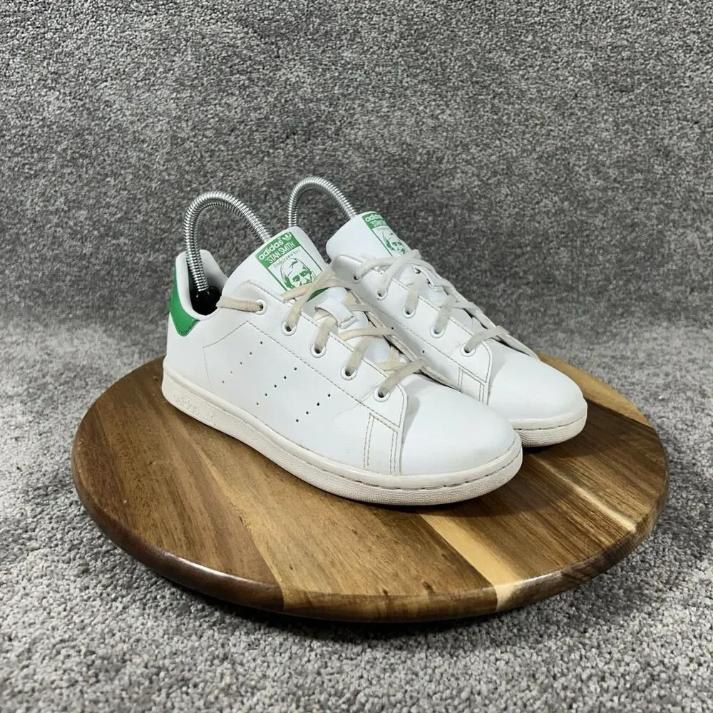 Adidas Originals Stan Smith Kids Youth Size 3 White Green Athletic Shoes Used